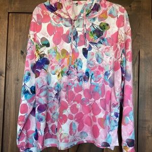 Fun and beautifully colored silky sweatshirt after a workout, yoga, etc.